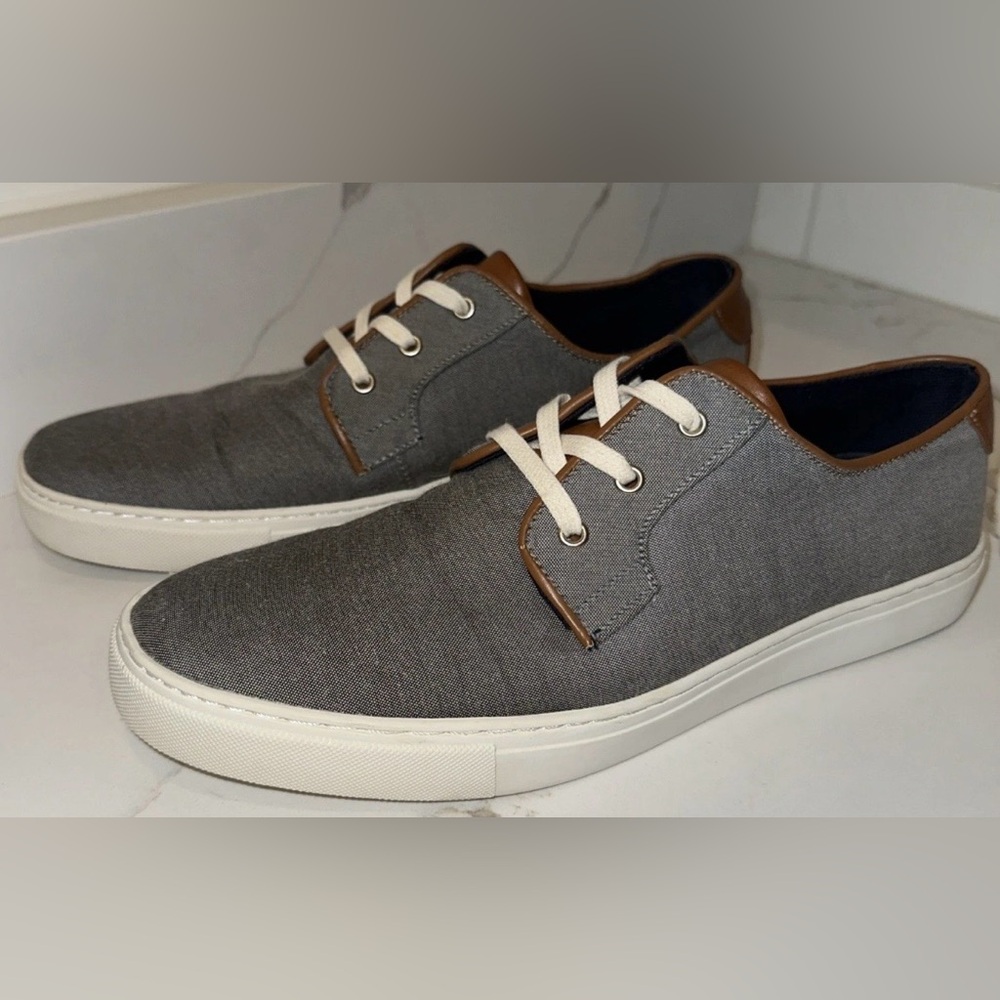 Tommy Hilfiger Shoes Men Sz 10 Canvas Gray Sneakers Boat Retro Lace Up Loafer